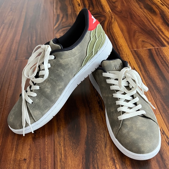 Men's NIKE Air Jordan 1 Centre Court Oil Green Leather Low Top Sneakers Shoes 10 - Picture 2 of 8